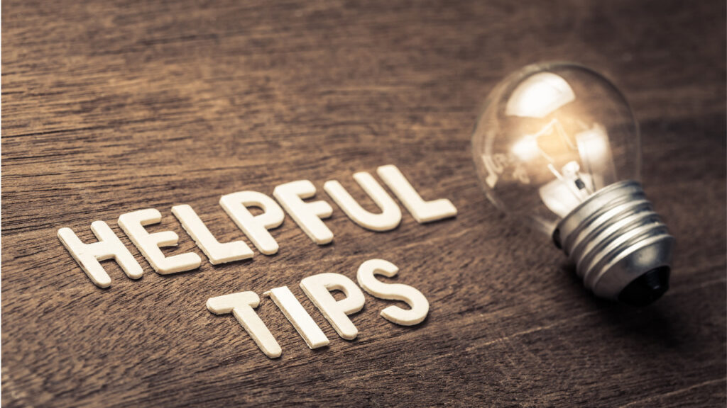 helpful tips and a lightbulb.